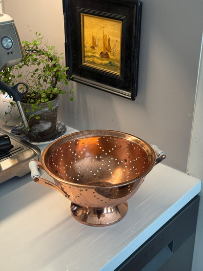 Copper Colander with Ceramic Handles