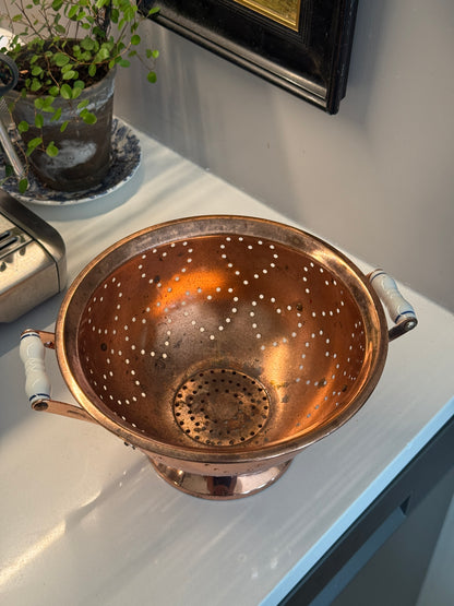 Copper Colander with Ceramic Handles