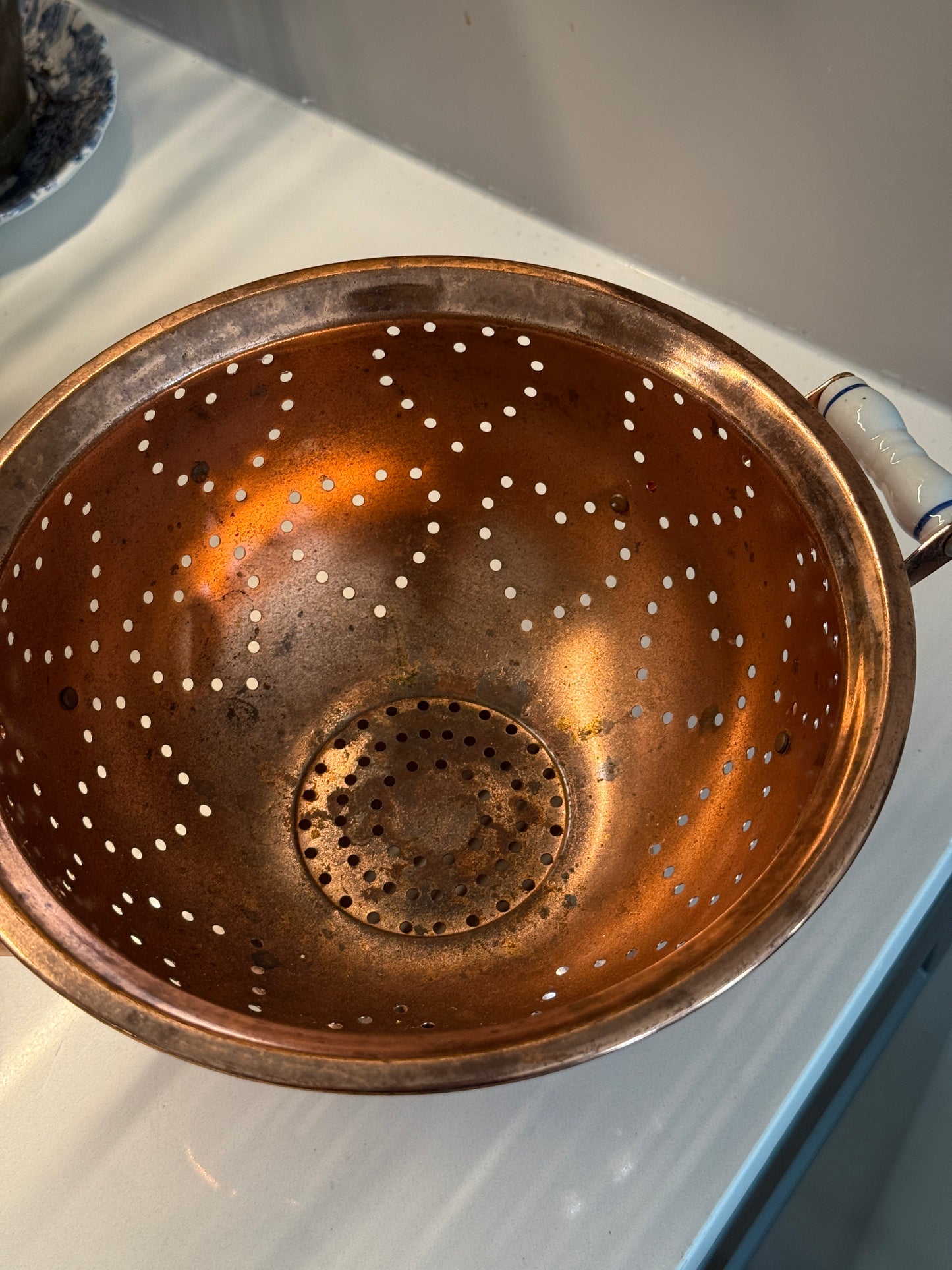 Copper Colander with Ceramic Handles