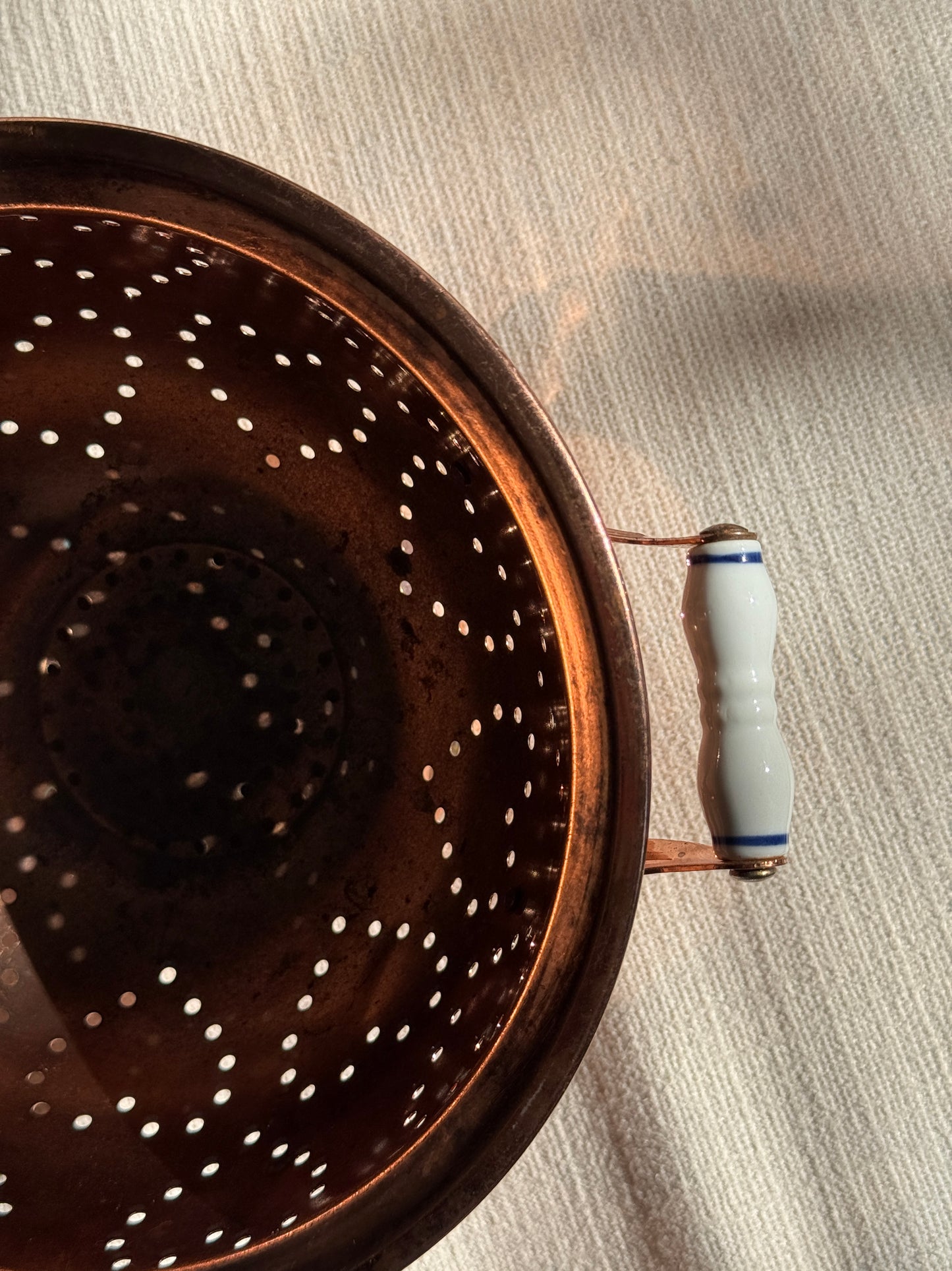 Copper Colander with Ceramic Handles