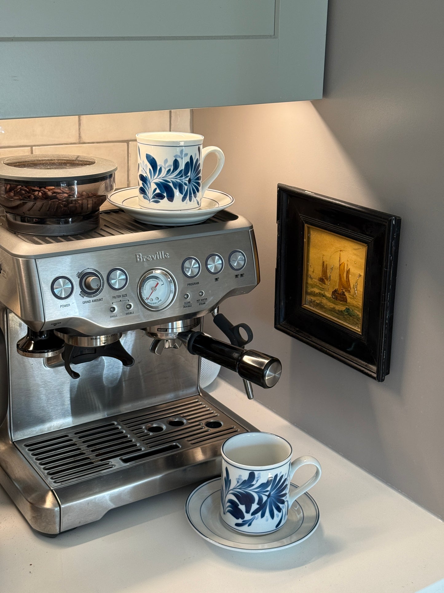 Blue & White Cup & Saucer Set