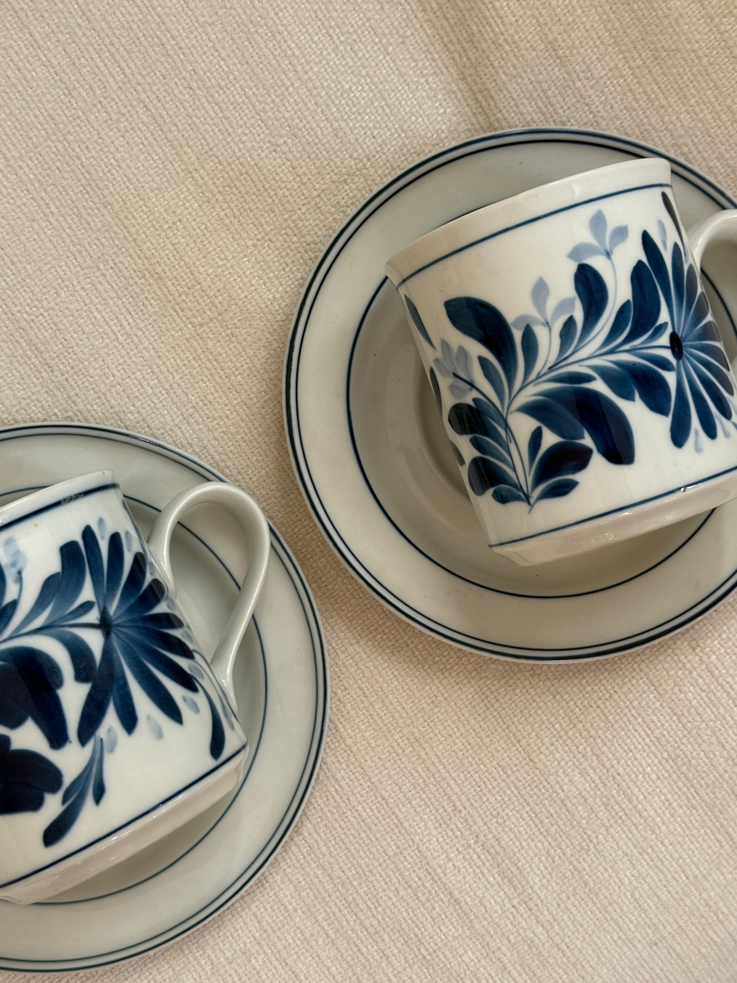 Blue & White Cup & Saucer Set